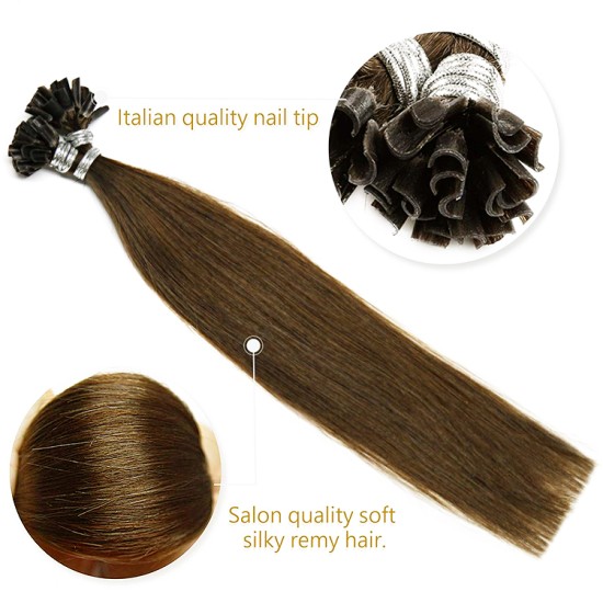 #3 DARK BROWN U-tip Fusion Pre-Bonded Hair Extensions 50g/qty 20"/22"/24"