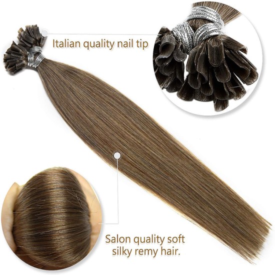 Fusion Pre-bonded U-tip Hair Extensions #8 LIGHT ASH BROWN 50 grams/Qty Lengths 20"/22"/24" Fusion Pre-bonded U-tip Hair Extensions #8 LIGHT ASH BROWN 50 grams/Qty Lengths 20"/22"/24"