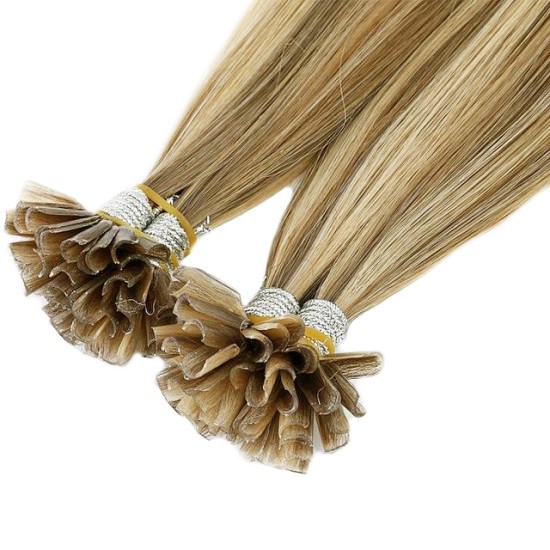 #8/22 ASH BROWN/BEACH BLONDE U-Tip Highlights Pre-bonded Hair Extensions 50g/qty 20"