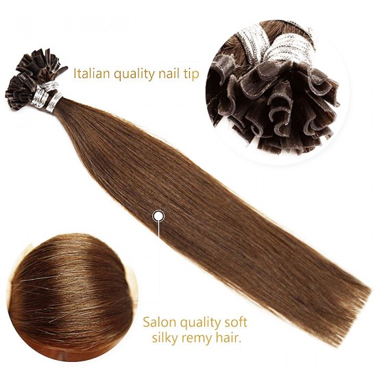 Fusion Pre-bonded U-tip Hair Extensions #4 CHOCOLATE BROWN 50 grams/Qty Lengths 20"/22"/24"