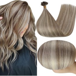 #8/60 ASH BROWN/PLATINUM BLONDE U-Tip Highlight Pre-Bonded air Extensions 50g/qty 20"