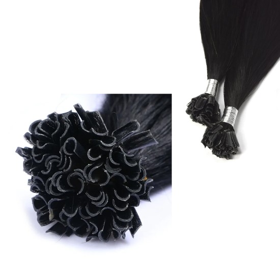#1 JET BLACK U-tip Fusion Pre-Bonded Hair Extensions 50g/qty 20"/22"/24" #1 JET BLACK U-tip Fusion Pre-Bonded Hair Extensions 50g/qty 20"/22"/24"
