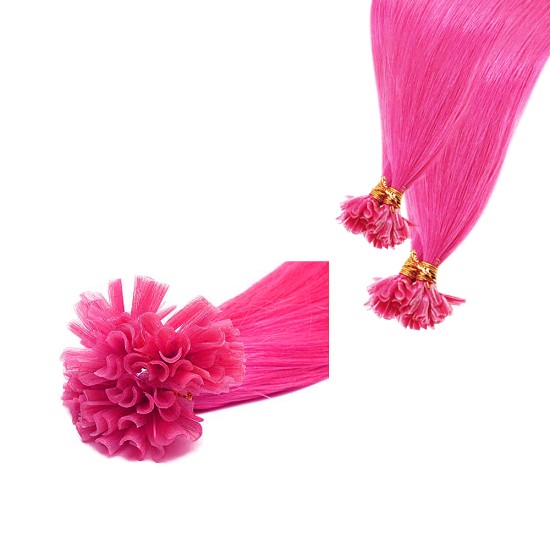 #HOT PINK U-Tip Pre-bonded Fusion Extensions 50g/qty 20"