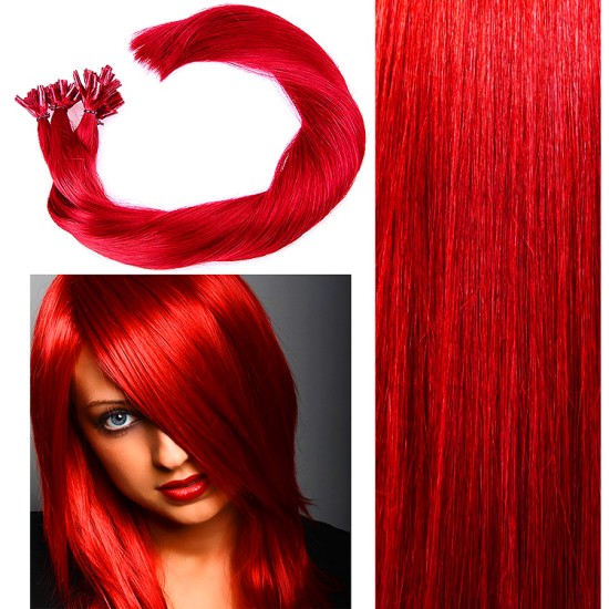 Fusion Pre-bonded U-tip Hair Extensions #RED 50 grams/Qty Length 20" Fusion Pre-bonded U-tip Hair Extensions #RED 50 grams/Qty Length 20"