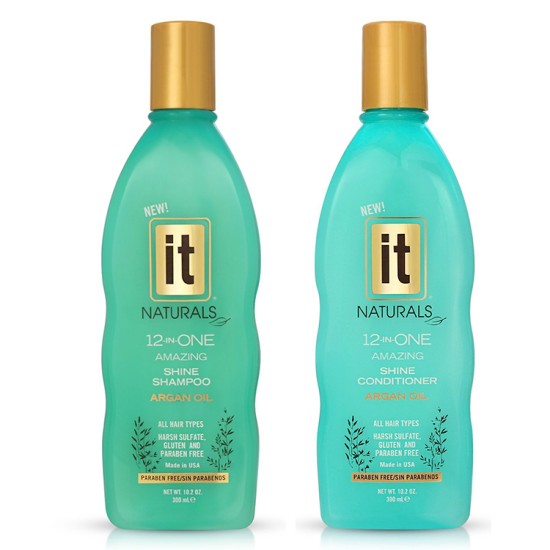 IT Naturals 12-in-ONE Argan Oil Shine Shampoo/Conditioner DUAL  10.2 oz / 300 ml 