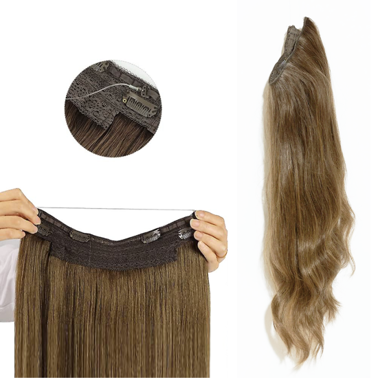 #8 ASH BROWN Halo Hair Extensions 100g 20"