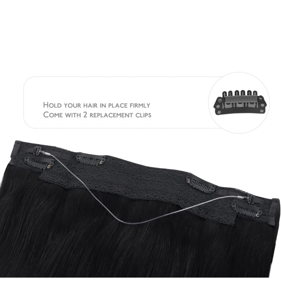 #1 JET BLACK Halo Hair Extensions 100g 20"