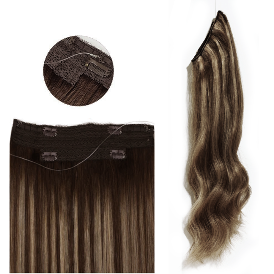 #2/8 DARKEST BROWN/ASH BROWN Halo Highlight Hair Extensions 100g 20" #2/8 DARKEST BROWN/ASH BROWN Halo Highlight Hair Extensions 100g 20"