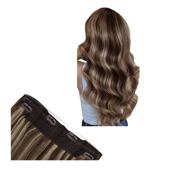 #2/8 DARKEST BROWN/ASH BROWN Halo Highlight Hair Extensions 100g 20"