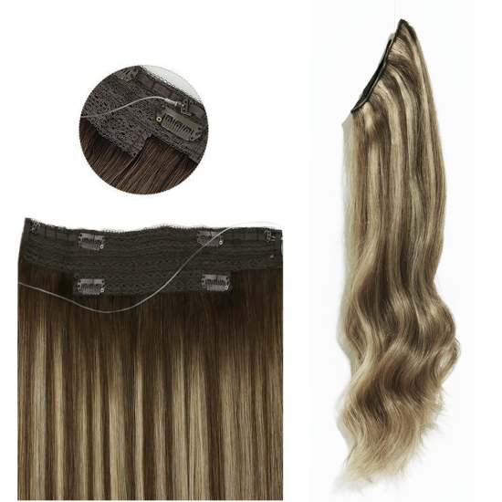PRE-ORDER ONLY! #3/22 DARK BROWN/BEACH BLONDE Halo Highlight Hair Extensions 100g 20''