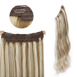 #8/60 ASH BROWN/PLATINUM BLONDE Halo Highlight Hair Extensions 100g 20"