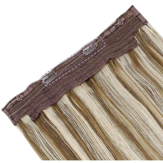 #8/60 ASH BROWN/PLATINUM BLONDE Halo Highlight Hair Extensions 100g 20"