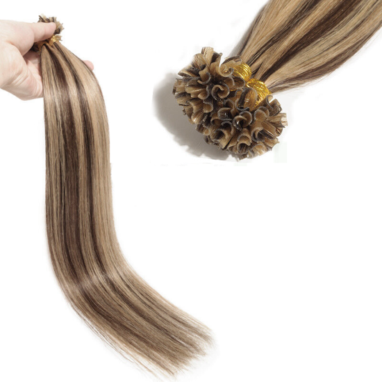 #3/12 DARK BROWN/LIGHT GOLDEN BROWN U-Tip Highlight Pre-Bonded air Extensions 50g/qty 20"