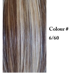 #6/60 CHESTNUT BROWN/PLATINUM BLONDE U-Tip Highlight Pre-Bonded Hair Extensions 50g/qty 20"