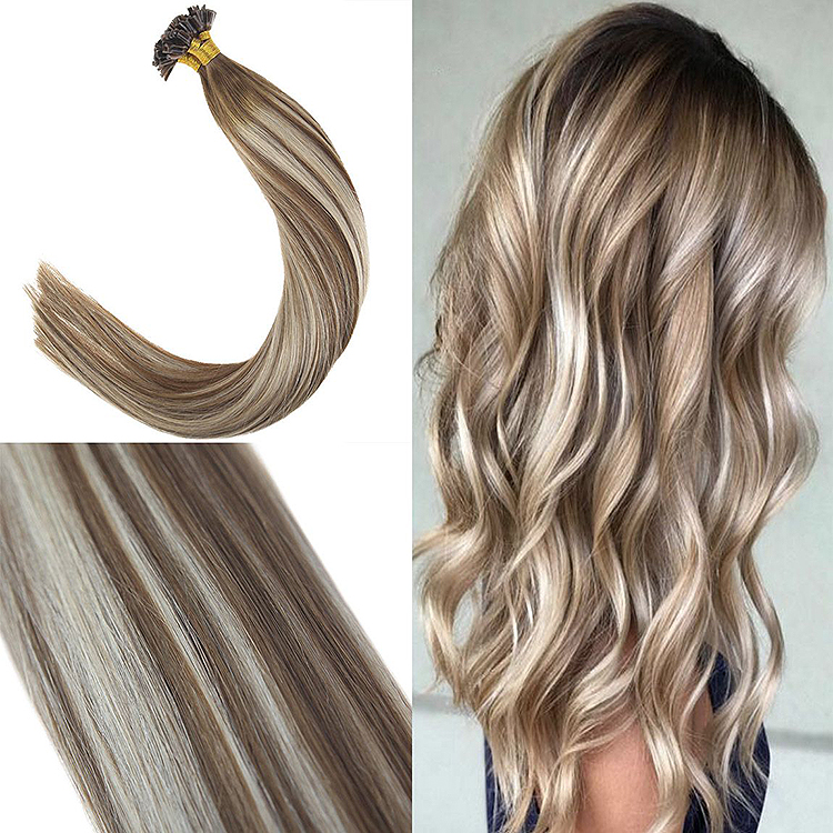 Highlight Fusion Pre-bonded U-tip - #6/60 Chestnut Brown & Platinum blonde 50g/QTY - 20 Highlight Fusion Pre-bonded U-tip - #6/60 Chestnut Brown & Platinum blonde 50g/QTY - 20