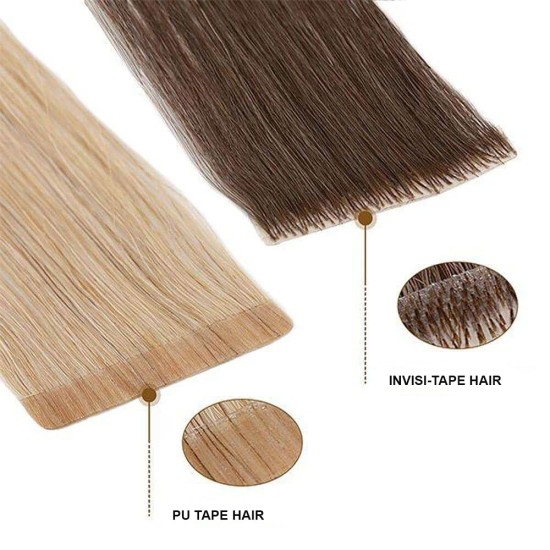 #12 LIGHT GOLDEN BROWN Invisible Tape-in Hair Extensions 20pcs/qty 20"/22"