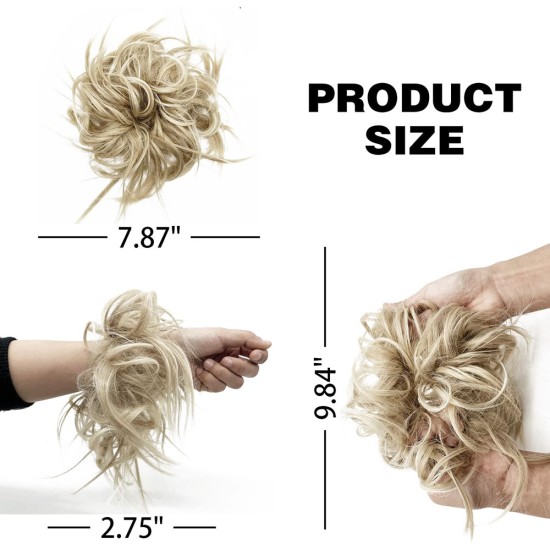 #18H613 Messy Bun Hair Extensions Synthetic Thick Donut Tousled Updo