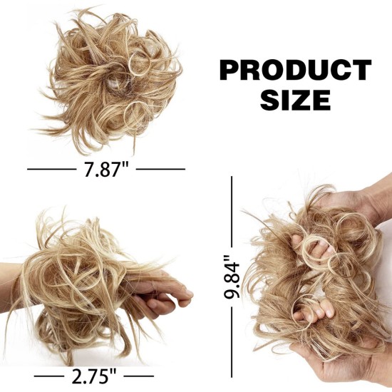 #27H613 Messy Bun Hair Extensions Synthetic Thick Donut Tousled Updo