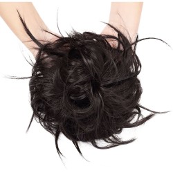 #4A Messy Bun Hair  Extensions Synthetic Thick Donut Tousled Updo 