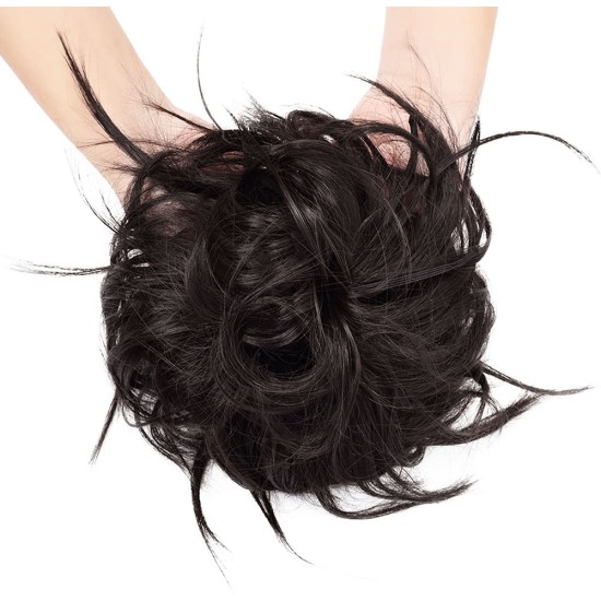 #4A Messy Bun Hair  Extensions Synthetic Thick Donut Tousled Updo 