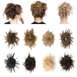 #18H613 Messy Bun Hair Extensions Synthetic Thick Donut Tousled Updo