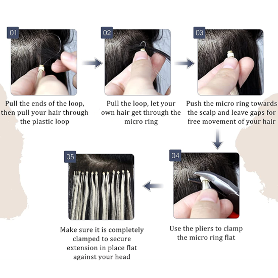 Micro Loop/ring Hair Extensions - #1 JET BLACK 50g Length 20"