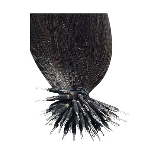 #1B NATURAL BLACK Nano Tip/Ring hair Extensions 50g Length 20" Straight
