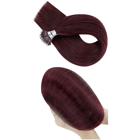 #99J PLUM MERLOT Nano Tip/Ring hair Extensions 50g Length 20" Straight #99J PLUM MERLOT Nano Tip/Ring hair Extensions 50g Length 20" Straight