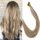 #12/60 LIGHT GOLDEN BROWN/PLATINUM BLONDE Nano Tip/Ring Highlight Hair Extensions 50g/qty 20"