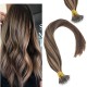 #3/12 DARK BROWN/LIGHT GOLDEN BROWN Nano Tip/Ring Highlight Hair Extension 50g/qty 20" 