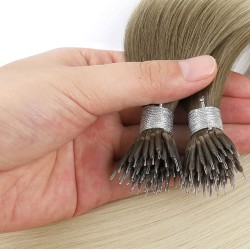 #8/60 ASH BLONDE/PLATINUM BLONDE Nano Tip/ring Ombre Extensions 50g/qty 20"
