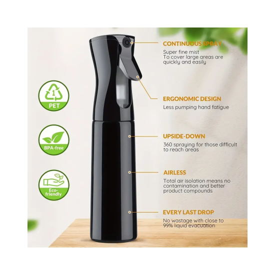Hair Spray Misting Bottle - Ultra Fine Continuous Mist Sprayer For Hairstyling