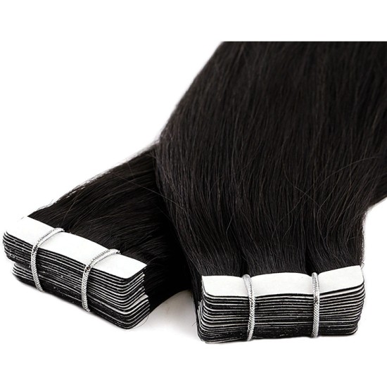 #1 Jet Black Tape Hair Extensions 20pcs/qty Lengths 20"/22"/24" #1 Jet Black Tape Hair Extensions 20pcs/qty Lengths 20"/22"/24"