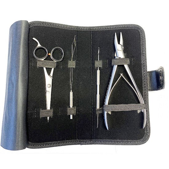 Professional Hair Extension Kit Beading Scissor Tool Kit Pliers Set Stainless Steel Premium Quality (4 Pieces)