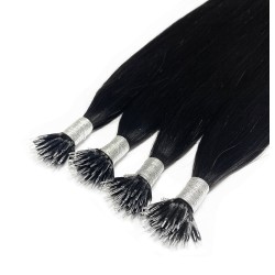 #1 JET BLACK Nano Tip/Ring Hair Extensions 50g/qty 