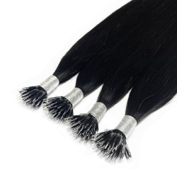 #1 JET BLACK Nano Tip/Ring Hair Extensions 50g/qty 