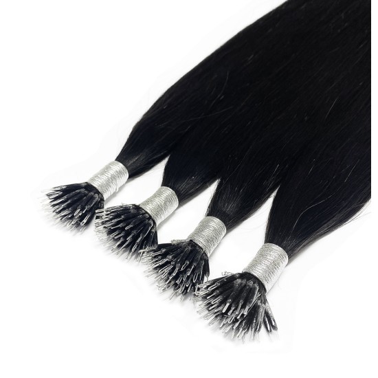 #1 JET BLACK Nano Tip/Ring hair Extensions 50g Length 20/22" Straight #1 JET BLACK Nano Tip/Ring hair Extensions 50g Length 20/22" Straight