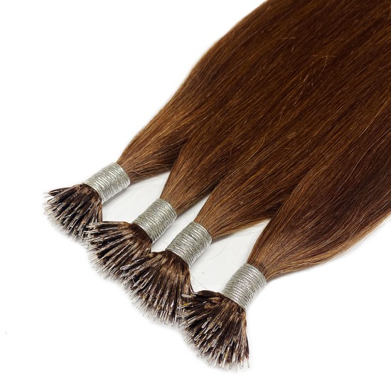 #4 CHOCOLATE BROWN Nano Tip/Ring hair Extensions 50g Length 20/22" Straight #4 CHOCOLATE BROWN Nano Tip/Ring hair Extensions 50g Length 20/22" Straight