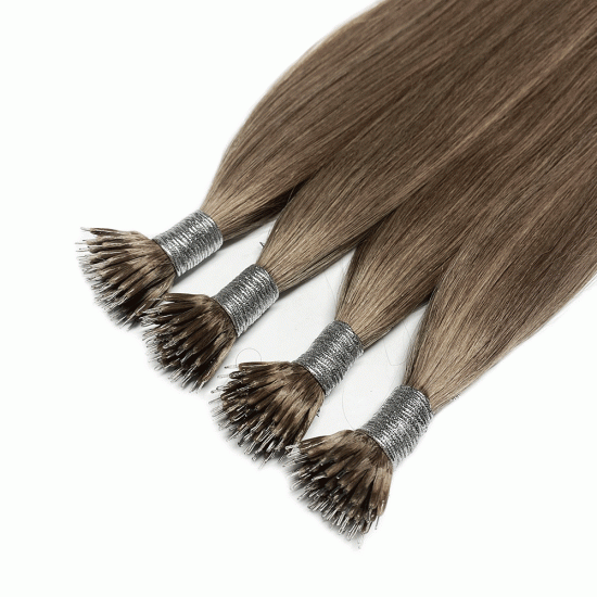 #8 ASH BROWN Nano Tip/Ring Hair Extensions 50g/qty 20"/22" 