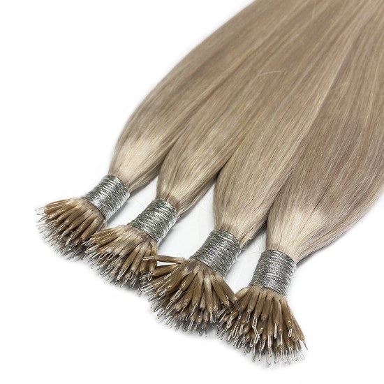 #18 ASH BLONDE Nano Tip/Ring Hair Extensions 50g/qty 20/22"