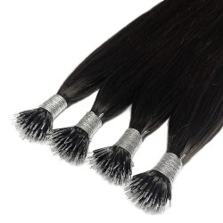 #1B NATURAL BLACK Nano Tip/Ring Hair Extensions 50g/qty 