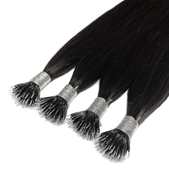 #1B NATURAL BLACK Nano Tip/Ring hair Extensions 50g Length 20/22" Straight #1B NATURAL BLACK Nano Tip/Ring hair Extensions 50g Length 20/22" Straight