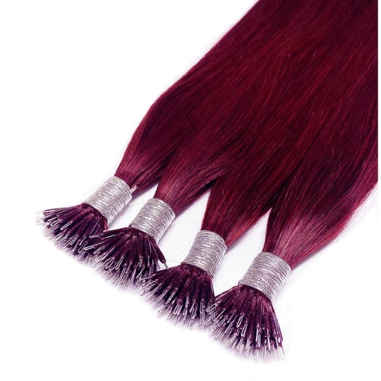 #BURGUNDY Nano Tip/Ring hair Extensions 50g/qty 20"