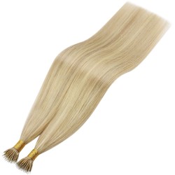 #16/60 HONEY BLONDE/PLATINUM BLONDE Nano Tip/Ring Highlight Hair Extensions 50g/qty 20"