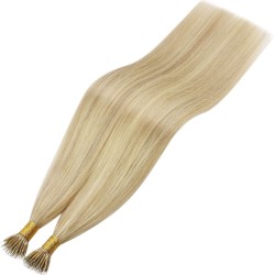 #16/60 HONEY BLONDE/PLATINUM BLONDE Nano Tip/Ring Highlight Hair Extensions 50g/qty 20"