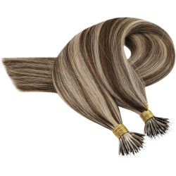 #3/22 DARK BROWN/BEACH BLONDE Nano Tip/Ring Highlight Hair Extension 50g/qty 20"