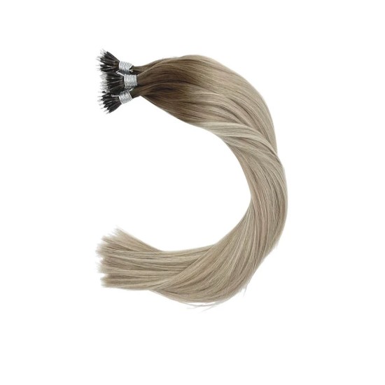 #8/18 ASH BROWN/ASH BLONDE Nano Ring/tip Ombre Hair Extensions 50g/qty 20" 