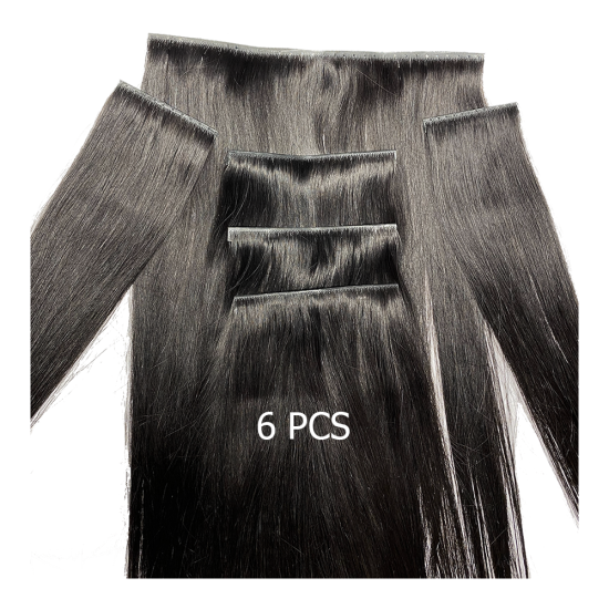 #1 JET BLACK Pull-Thru Premium Hair Extensions 6A Hair Extensions 120g 20"/22"