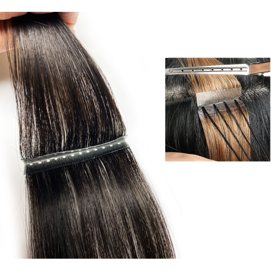 #1B NATURAL BLACK Pull-Thru Premium Hair Extensions 6A Hair Extensions 140g 20"/22"