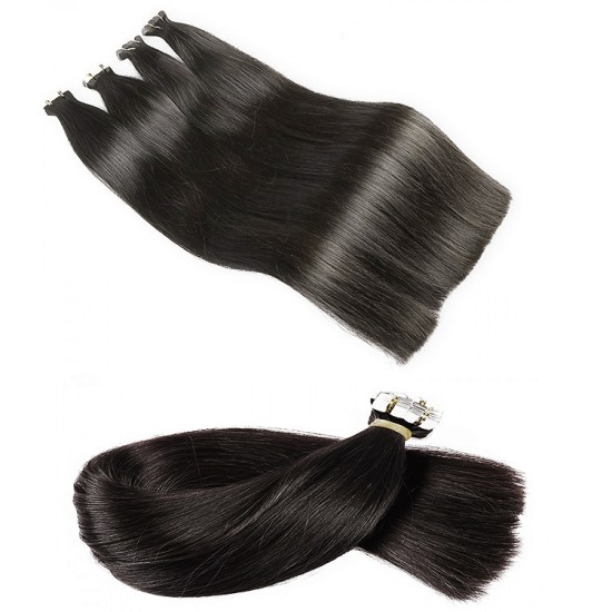 Premium 6A Tape Ins Hair Extensions #1B NATURAL BLACK Length 20" Straight (10 PCS - 25 grams)